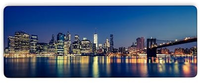 Mauspad mit 3 mm dicker, rutschfester Gummiunterseite, New York Cityscape, 80 x 30 cm, Schreibtischunterlage mit gesäumten Kanten, Schreibtischunterlage mit weichen, glatten Oberflächen,