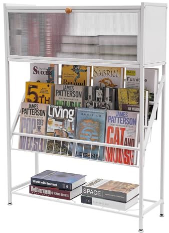 Konfiur Bücherregal, Bodenstehendes Bücherregal mit Schrank Staubdicht Buchregal Bücherregal für Kinder, Bücherregal für Die Schule zu Hause und Im Büro, 85 * 28 * 120 cm Weiß