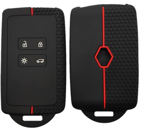 ANBOO 1 Pièces Coque de Clé de Voiture Compatible pour Renault Clio Megane Koleos Kadjar Kangoo Twingo Talisman Captur Espace Dacia Duster Boîtier pour Clé de Voiture en Silicone (Noir-1PCS)