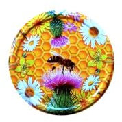 10 X JAM JAR CAP LIDS TWIST OFF/ 82mm. IDEAL FOR ANY TYPE OF PRESERVES,HONEY,JAM,MARMALADE,CHYTNEYS,THE LIDS ARE ACID PROOF, (Herbs & Bee)