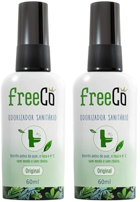 Freeco Anti-Odeur WC (Before You Go) - Spray aux Huiles Essentielles Naturelles. Idéal pour Maison, Bureau, Resto et Voyage. Pack de 2x60ml, Parfum Agrumes