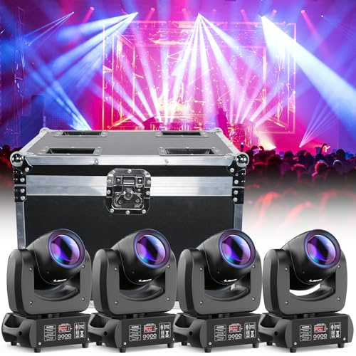 4er Pack 100W Moving Head LED Set Mit 1 Flycase Flight Case RGBW LED DJ Licht Spot Beam Deutsches Inventar