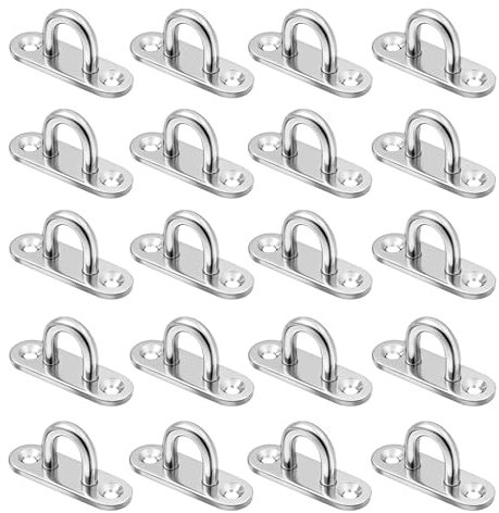 EUIOOVM Lot de 20 plaques oculaires en acier inoxydable – M5 avec œillet pour suspendre des objets, crochets de fixation, support mural, fixation de voile d'ombrage, crochet de plafond, accessoires de