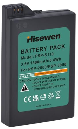 Hisewen PSP-S110 Akku für Sony PSP-S110, PSP-2001, PSP-3000, PSP-3004,PSP-3001, PSP-3002,PSP Lite Console 1500mAh 3,6V