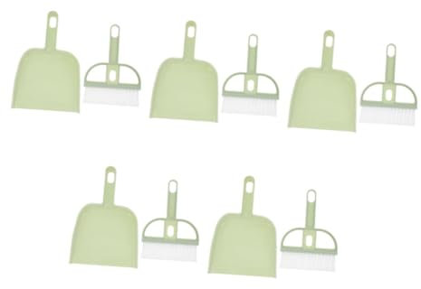 Mobestech 5 Sets Broom Dustpan Cover Cleaner Brush Cleansers Broomstick Vents Mini Table Brooms Detailing Brush Mini Broom and Dustpan Car Gaps Brush Keyboard Light Green Plastic