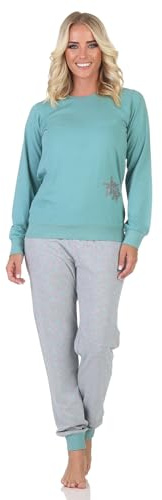 Normann Damen Schlafanzug Pyjama Langarm in Sterne Optik