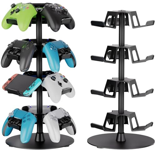 wigmoa TG-A 4-Tier Game Controller Stand, Holds 12 Controllers, Black Controller Organizer Compatible for PS4/PS5/Xbox One/Switch Pro/Headsets, Multi-Device Display and Storage. (4-Tier/Black)