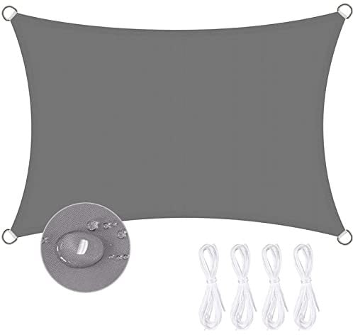 Toldo Vela de Sombra Rectangular 3 x 4 m Impermeable Protección UV a Prueba de Viento, Adecuado para Patio,Jardín, Exteriores, Terraza (Gris)