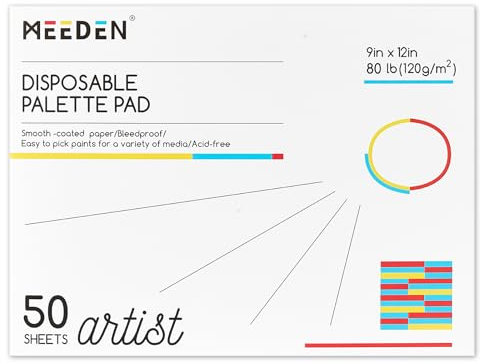 MEEDEN Bloc de papier pour palette d'artiste : 22,9 x 30,5 cm, 50 feuilles (36,3 kg/120 g/m²) - Papier de mélange de peinture jetable pour peinture acrylique aquarelle à l'huile