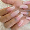 Press On Nails - 24PCS Long Square French False Nails Shiny Coffin Artificial Nail Tips with Rhinestones - Gradual Pink Diamond French Tip Designs Acrylic Nails