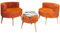 fashionshowcase 3-teiliges Lounge-Set, 2 Plüsch-Sessel mit Holzbeinen und Hocker, (Terracotta)
