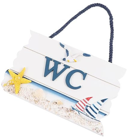 JOINPAYA Unique Wooden Toilet Door Sign Mediterranean Style Natural Hanging Pattern for Home and Shop Decoration