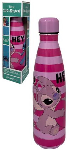 CARTOON Bottiglia termica Stitch e Angel rosa in acciao inossidabile con tappo svitabile borraccia 500 ml in acciaio inox per bambini ragazzi