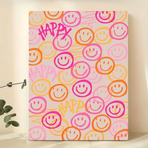 GLWDME 1 Stück 30 x 40 cm Cartoon Happy Smile Gesicht Leinwand Wandkunst Schlafzimmer Bilder Poster und Drucke Wandbild für Wohnzimmer (ohne Rahmen)