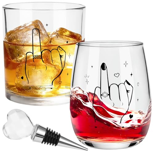 Xialvyu 2er Pack Geschenk zur Verlobung Whiskey,Verlobungsgeschenk Glas Jubiläums Hochzeitsgeschenke für Brautpaar