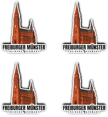 Aufkleber: 100 mm, 4 Stück - Freiburger Münster Freiburg Germany großer Vinyl Stadt Sticker