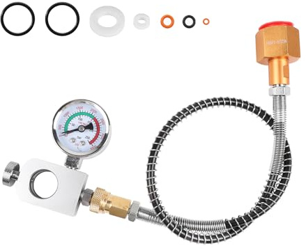 EXLECO CO2 Adapter Hochdruckschlauch für W21.8-14 (DIN477), mit Manometer | CO2 Umfülladapter, Quick Connect Adapter, Nachfülladapterschlauch, Transferschlauch für Soda Duo, ART, Terra