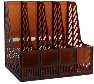 GEK208130 Bureau Porte-revues rétro en Maille, 4 Compartiments, classeur de Bureau, trieur Livres Organiseur(Bruin)