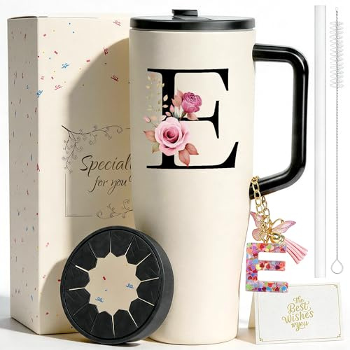 ZIOSINM Termo Acero Inoxidable Doble Pared con Funda de Silicona (E) | Personalizable, Regalo Mujer, Incluye Llavero