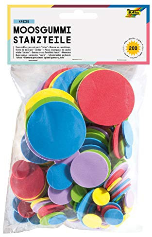 folia 2351 - Moosgummi Stanzteile, 200 Kreise, sortiert in Größe und Farbe, ideal für Scrapbooking, Kartengestaltung und kreative Bastelarbeiten