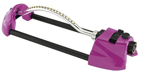 Dramm ColorStorm Premium oszillierender Rasensprinkler mit Messingdüsen, einfach verstellbare Reichweitenkontrolle, deckt bis zu 1000 m² ab, Beere