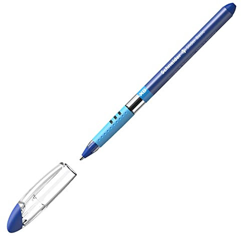 Schneider 151203 Schreibgeräte Kugelschreiber Slider Basic, Kappenmodell, XB, blau, Fassfarbe transparent, 1 Stück