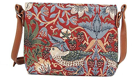 Signare Tapisserie Kleine Handtasche Damen, Umhängetasche Damen, Schultertasche Damen mit William Morris Designs (Erdbeerdieb Rot)