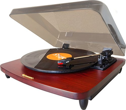 Roadstar TT-380 BT-T Retro Plattenspieler mit Bluetooth (33/45/78 RPM, Auto-Stop, Auto-Return, Line-Out) mahagoni-farben