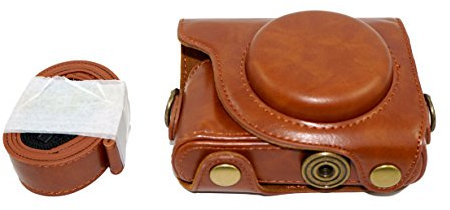 SundayZaZa Protective PU Leather Camera Case Bag for Canon PowerShot G9X, G9 X Mark II Mark 2 with Shoulder Neck Strap Belt Brown