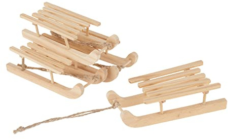 VBS Miniatur-Schlitten Delme 4 Stück Holz 9x3,5x2,6 cm Dekoration
