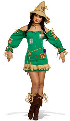 DreamGirl Disfraz de Mujer Espantapájaros Paja.Vestido de Figura Vestidor Verde Carnaval S, M, L, XL (XL)