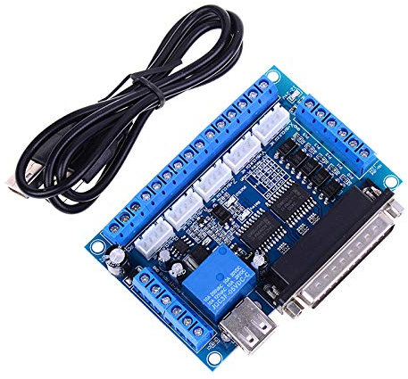 Hailege MACH3 Graviermaschine CNC 5-Achsen-Schrittmotortreiber-Schnittstellenplatine mit Optokoppler-Isolierung Blue Board + USB-Kabel