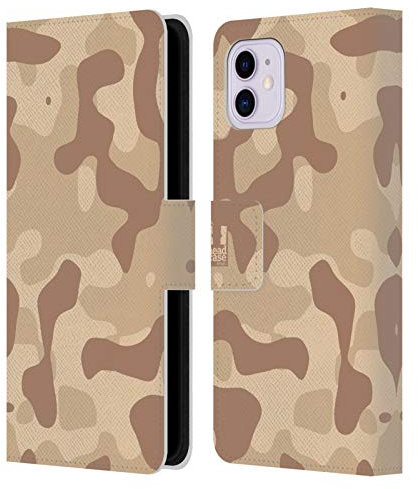 Head Case Designs Tan Soft Camouflage Leather Wallet Case Compatible With Apple iPhone 11