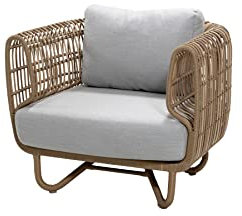 Nest Lounge Gartensessel, Natur, hellgrau Stoff Cane-line Natté Sitzschale u. Gestell Cane-line Faser BxHxT 93x87x91cm