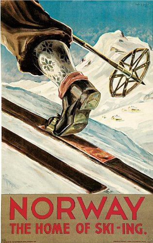 Norway Norwegen Ski Reproduktion, Poster, Format 50 x 70 cm, Papier, 300 gR-Verkauf. (Shop: Display evintage.fr.)