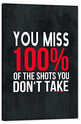 Gift For Fans Of The Office TV Show-Inspirational Canvas Giclee Office Artwork Michael Scott Framed Poster Wayne Gretzky Funny Print You Miss 100% Of The Shots You Don’t Take Easy to Hang-12Wx18H
