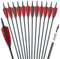 Obert 30 Zoll Bogenpfeile Carbon Pfeile Spine 600 mit 4 Rot und Schwarz Naturfeder für Bogenschießen, Jagdpfeile für Recurvebogen, Langbogen und Traditionellen Bogen (12 Stück)