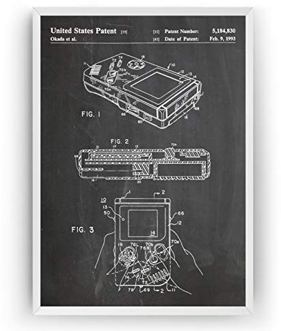Game Boy 1993 Patent Poster - Jahrgang Drucke Drucken Bild Kunst Geschenke Zum Männer Frau Entwurf Dekor Vintage Art Blueprint Decor - Rahmen Nicht Enthalten