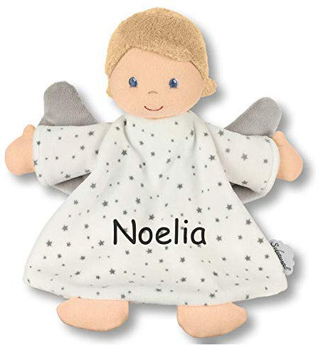 Sterntaler Schutzengel Kuscheltuch/Schmusetuch Bestickt mit Namen und Geburtsdatum für Baby & Kinder personalisiert