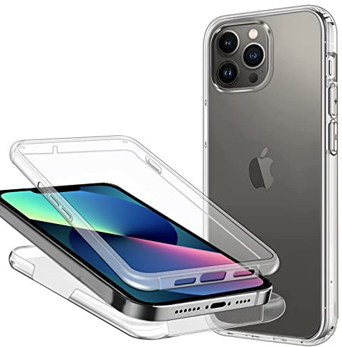 CHIMUCO Coque pour iPhone 13 Pro Max 360 Degrés Protection, Transparente Souple Mince Étui en Silicone TPU Front et PC Retour Anti-Scratch Anti Choc Bumper Full Body Housse Case