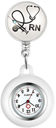 Avaner Krankenschwesteruhr Pflegeruhr Analog Quarzwerk FOB Ansteckuhr mit Pin/Clip Arzt Doktor Medical Taschenuhr aus Silikon