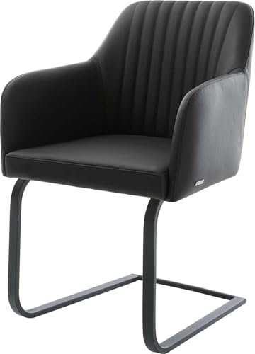 DELIFE Schwingstuhl Greg-Flex Freischwinger flach Schwarz Echt-Leder Schwarz
