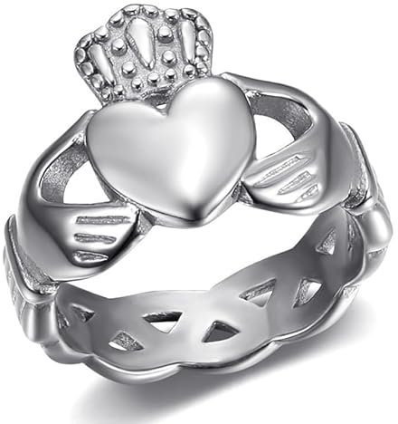BOBIJOO JEWELRY - Bague CladdaghCoeur Amour Amitié Irlande Femme Acier Inoxydable Argenté - 16,9 (6 US)