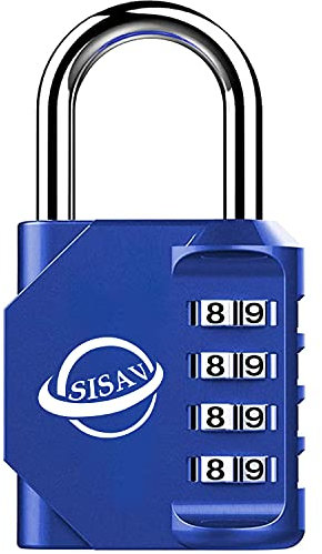 SISAV Cadenas à Combinaison 4 Chiffres Pour Usage Extérieur,Pour Casier de Gymnase Scolaire,Casier de Sport,Portail de Clôture,Portail,Loquets et Boîte à Outils,Bleu