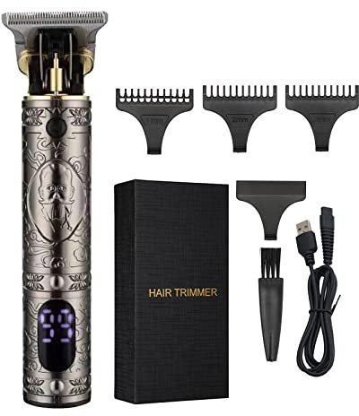 Kavolet Professioneller elektrischer Haarschneider für Herren, kabellos, mit LCD-Display, T-Blade wiederaufladbar, mit 4 Kämmen für Heim und Friseursalon