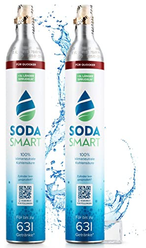 SodaSmart Premium CO2 Zylinder für Quooker Wassersprudler | Gefüllt mit 425g Kohlensäure +25g extra für mehr als 60l | Kohlendioxid-Zylinder als Reservepack