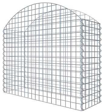 GABIONA - Gabione mit Oberbogen LxT: 100 x 30 cm - Höhe mit Bogen: 90 cm - Verzinkter & witterungsbeständiger Gabionenkorb - MW 5x5 cm