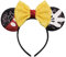 Serre-tête avec oreilles de souris et nœuds brillants à paillettes pour décoration de fête costumée pour enfants filles et femmes (noir + jaune)