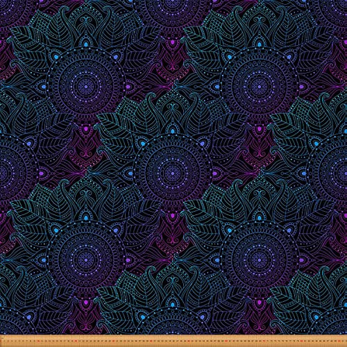 Loussiesd Boho Mandala Stoff Meterware Boho Stil Galaxis Blumen Möbelstoff Hippie Mandala Bedruckter Outdoor Stoff Dekorativer exotischer Blumen Möbelstoff für Stühle 92x160cm