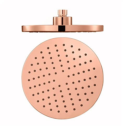 GLYYR Regenduschkopf, Hochdruck Wasserfall Duschkopf mit Verstellbarem Winkel und Verstopfungsfreien Silikondüsen, Luxus Badezimmer Kopfbrause,Round Rose Gold